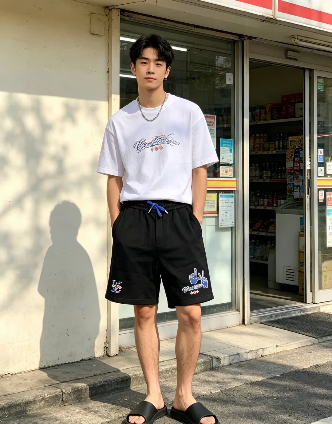 Louis Vuitton/Louis Vuitton 26ss LV gesture letter print shorts